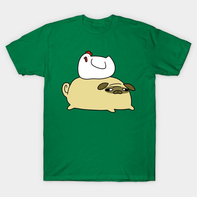 Little Chicken and Pug T-Shirt by saradaboru